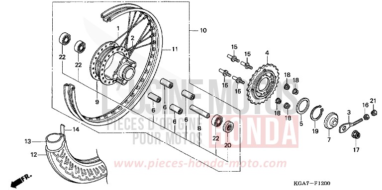 HINTERRAD von CG125 TITAN ES FORCE SILVER METALLIC (NH411) von 2004